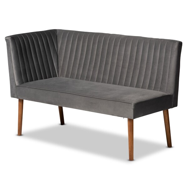 Baxton Studio Dining Nook, 47.25 W, 27.75 H, Wood, Grey/Walnut Brown - 214-11960-11959-9305-ZORO