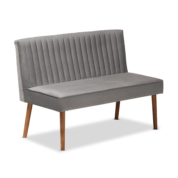 Baxton Studio Dining Nook, 47.25 W, 27.75 H, Wood, Grey/Walnut Brown - 214-11960-11959-9305-ZORO