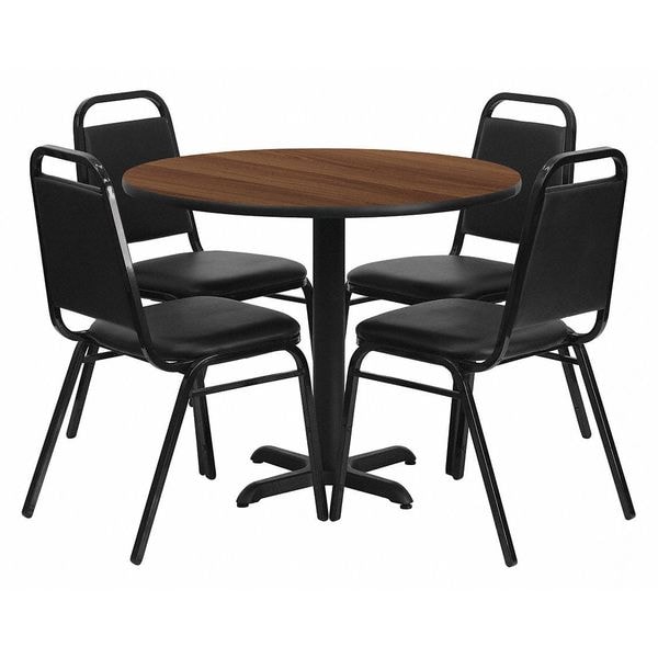 Flash Furniture Round Table Set, 36" W, 36" L, 30" H, Laminate, Wood Grain - HDBF1004-GG