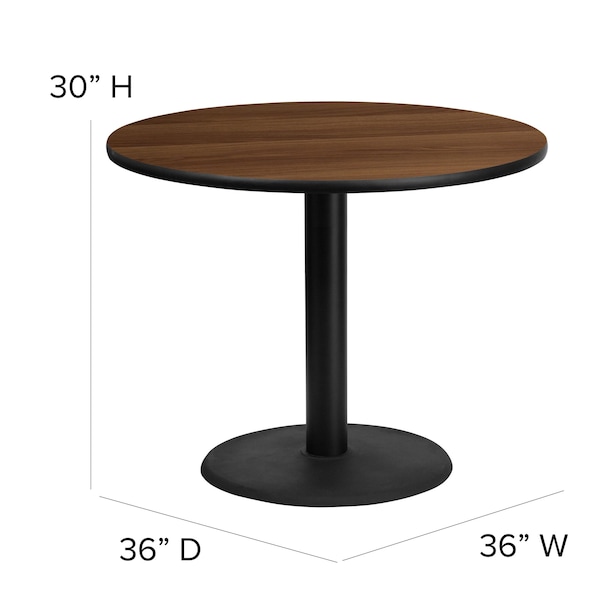 Flash Furniture Round Table Set, 36" W, 36" L, 30" H, Laminate, Wood Grain - HDBF1004-GG