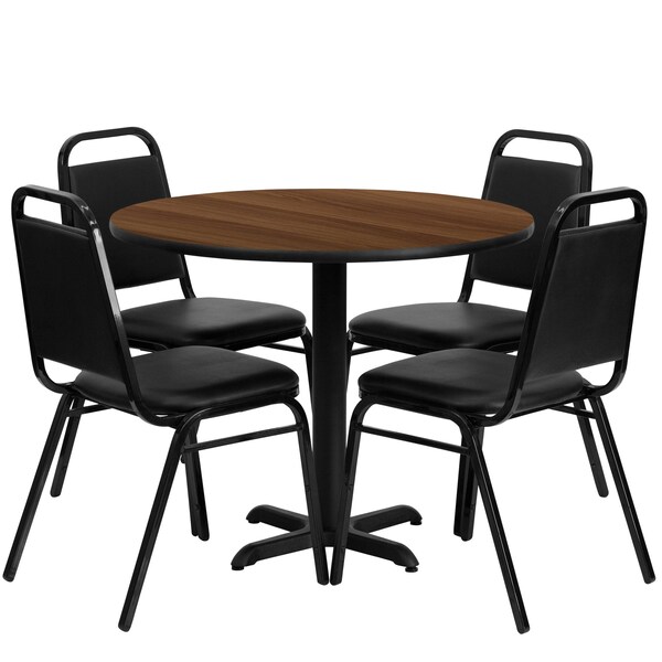 Flash Furniture Round Table Set, 36" W, 36" L, 30" H, Laminate, Wood Grain - HDBF1004-GG