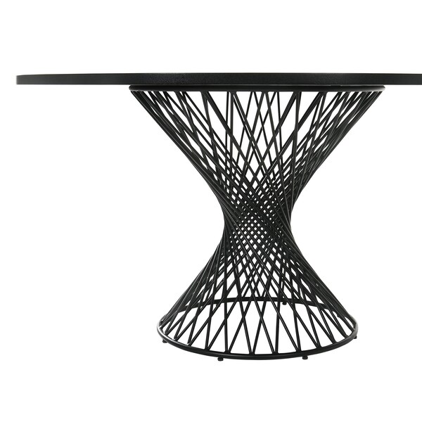 Armen Living Cirque and Lima 5 Piece Black Round Dining Set - SETCQDIBLK5D