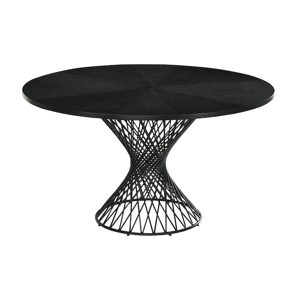 Armen Living Cirque and Lima 5 Piece Black Round Dining Set - SETCQDIBLK5D