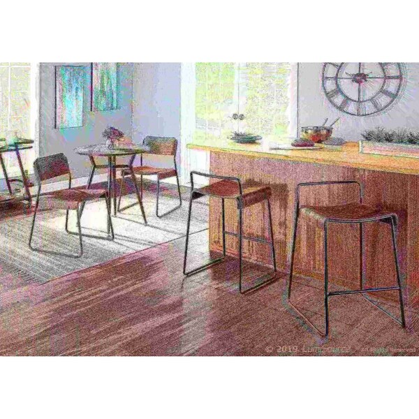 Lumisource Clara Round Dinette Table in Antique Metal and Espresso Bamboo - DT-CLARARN ANE