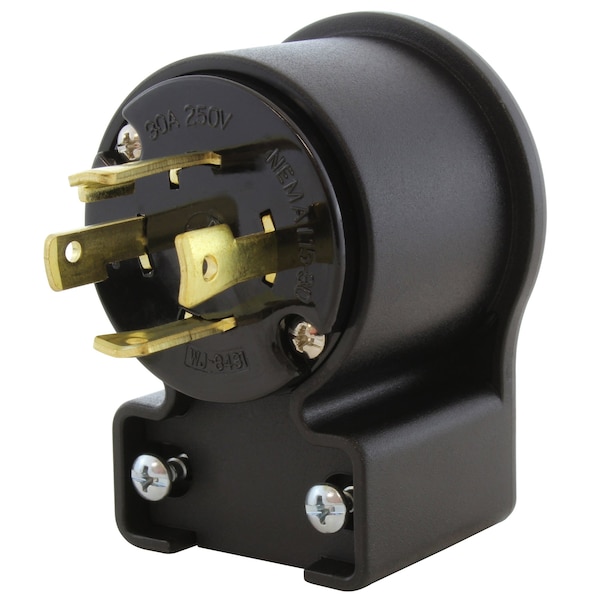 Ac Works NEMA L15-30P 3-Phase 30A 250V Elbow 4-Prong Locking Male Plug with UL, C-UL Approval - ASEL1530P