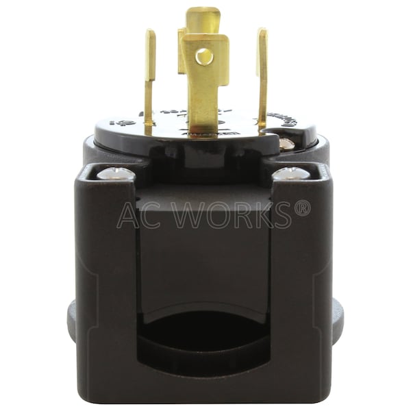 Ac Works NEMA L15-30P 3-Phase 30A 250V Elbow 4-Prong Locking Male Plug with UL, C-UL Approval - ASEL1530P