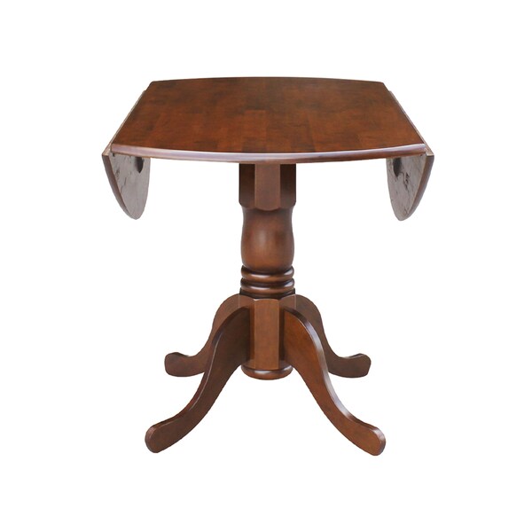 International Concepts 42 in. Dual Drop Leaf Table with 4 Cross Back Dining Chairs - 5 Piece Dining Set - K581-42DP-C-14-4