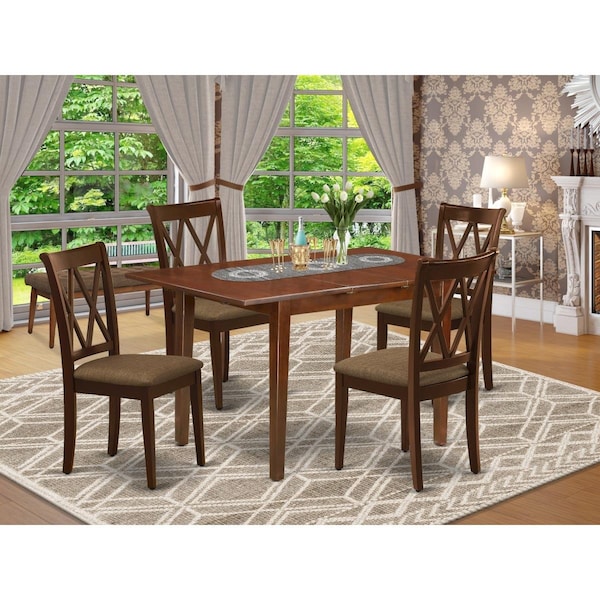 East West Furniture 5 Piece Picasso Dining Set - Mahogany - PSCL5-MAH-C