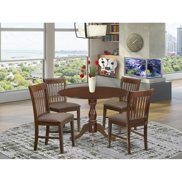 East West Furniture 5 Piece Dublin Dining Room Table Set - Mahogany - DMNF5-MAH-C