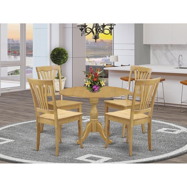 East West Furniture 5 Piece Dublin Dining Room Table Set - Oak - DMAV5-OAK-W