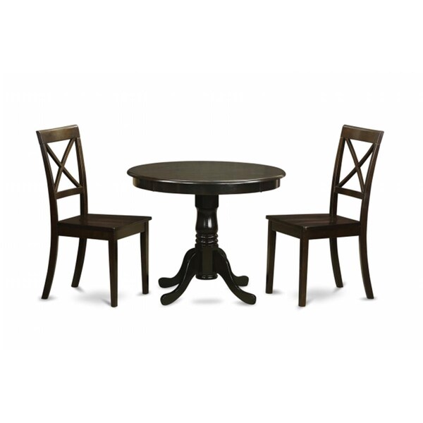 East West Furniture 3 Piece Kitchen Table Set-Drop Leaf Table Plus 4 Dining Chairs - ANBO3-CAP-W