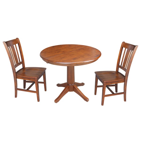 International Concepts Round 36 in Round Extension Dining Table with 2 RTA Chairs, Espresso, 36 in W, 48 in L, 30.1 in H - K581-36RXT-27B-C10-2
