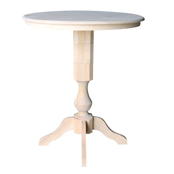 International Concepts Round 36 in Rd Top Pedestal Table, 12 in Leaf, 40.9 inH, Adjustable Height, Unfinished, 36 in W, Wood - K-36RXT-11P-2