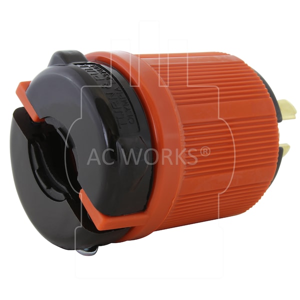 Ac Works NEMA L15-20P 3-Phase 20A 250V 4-Prong Locking Male Plug With UL, C-UL Approval in Orange - ASL1520P