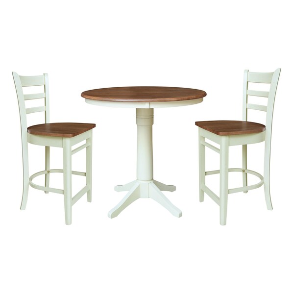 Whitewood Industries Rectangular Fixed Top Table W/ 2 Counter Height Stools, 36 in W, 35.9 in L, 36 in H, Parawood, 3 - K79-36RT-27B-S6172-2