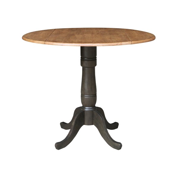 International Concepts Round Round 42 in. Dual Drop Leaf Counter Height Dining Table - Hickory/Washed Coal, 42 in W, Wood - K45-42DPT-6B