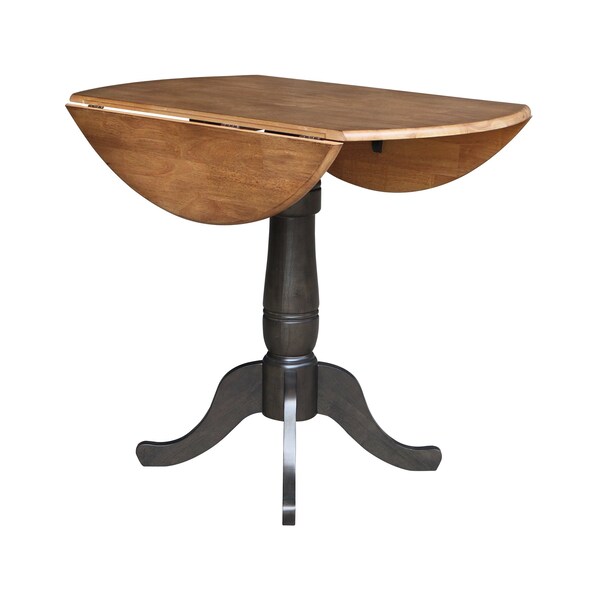 International Concepts Round Round 42 in. Dual Drop Leaf Counter Height Dining Table - Hickory/Washed Coal, 42 in W, Wood - K45-42DPT-6B