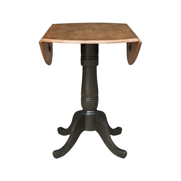 International Concepts Round Round 42 in. Dual Drop Leaf Counter Height Dining Table - Hickory/Washed Coal, 42 in W, Wood - K45-42DPT-6B