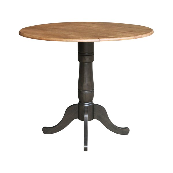 International Concepts Round Round 42 in. Dual Drop Leaf Counter Height Dining Table - Hickory/Washed Coal, 42 in W, Wood - K45-42DPT-6B