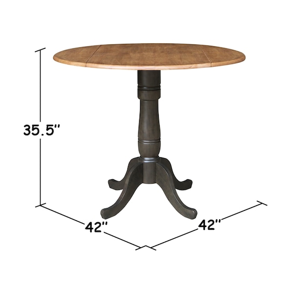 International Concepts Round Round 42 in. Dual Drop Leaf Counter Height Dining Table - Hickory/Washed Coal, 42 in W, Wood - K45-42DPT-6B