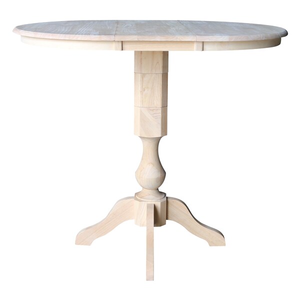 International Concepts 36" Round Extension Dining Table 40.9"H With 4 Cafe Bar height Stools - K-36RXT-11P-S6163-4