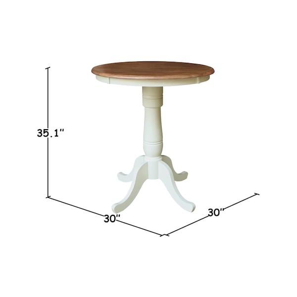 Whitewood Industries Rectangular Fixed Top Pedestal Table, 30 in W, 35.1 in L, 30 in H, Parawood, Hickory/Shell - K79-30RT-6B