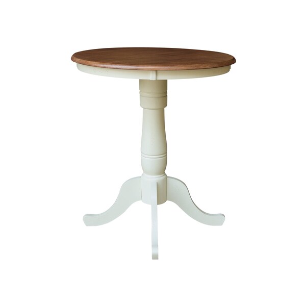 Whitewood Industries Rectangular Fixed Top Pedestal Table, 30 in W, 35.1 in L, 30 in H, Parawood, Hickory/Shell - K79-30RT-6B