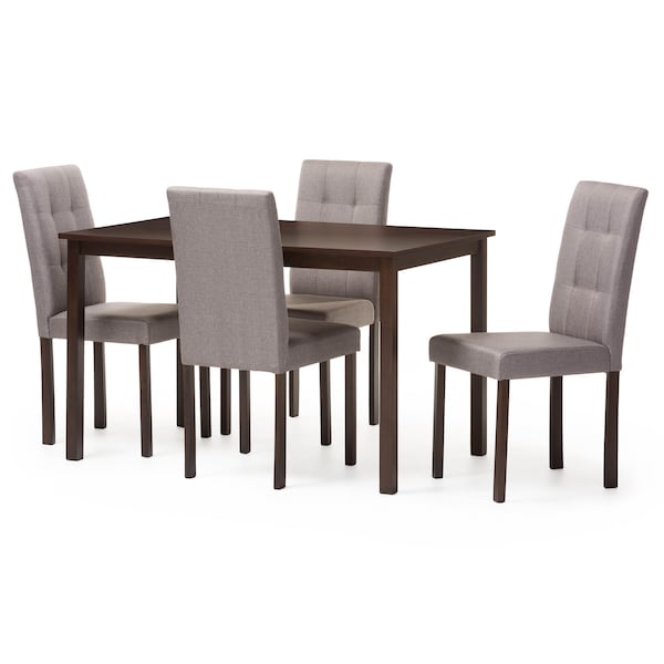 Baxton Studio Andrew Modern 5-Piece Grey Upholstered Grid-tufting Dining Set - 123-5255-6810