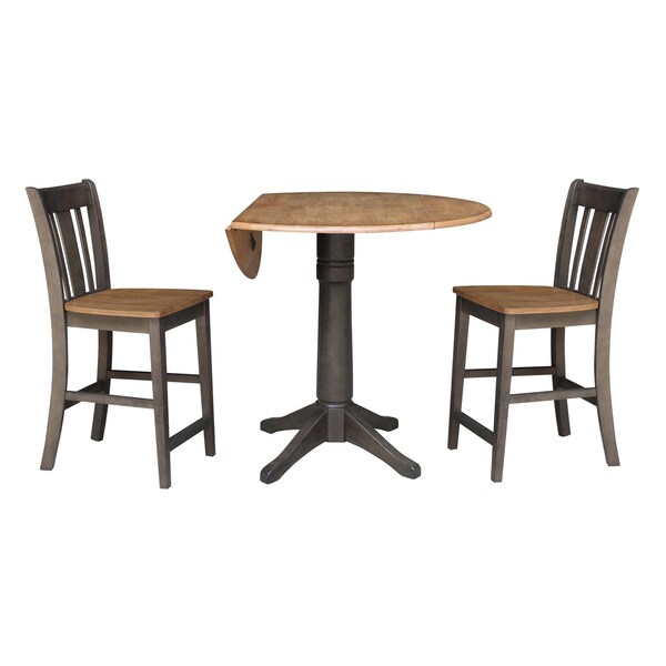 International Concepts Round 42 in W, 42 in L, 36.3 in H, Wood, Hickory/Washed Coal - K45-42DPT-27B-S102-2