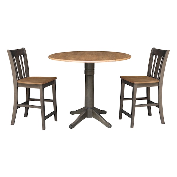 International Concepts Round 42 in W, 42 in L, 36.3 in H, Wood, Hickory/Washed Coal - K45-42DPT-27B-S102-2