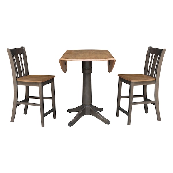 International Concepts Round 42 in W, 42 in L, 36.3 in H, Wood, Hickory/Washed Coal - K45-42DPT-27B-S102-2