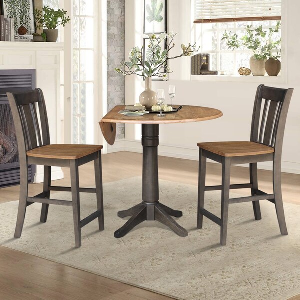 International Concepts Round 42 in W, 42 in L, 36.3 in H, Wood, Hickory/Washed Coal - K45-42DPT-27B-S102-2