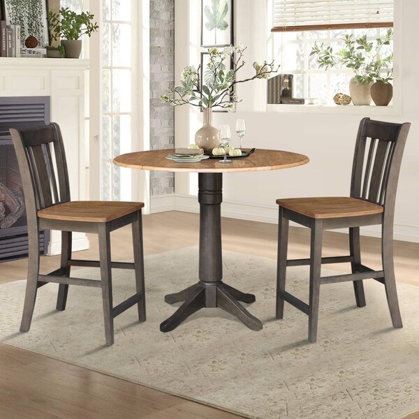 International Concepts Round 42 in W, 42 in L, 36.3 in H, Wood, Hickory/Washed Coal - K45-42DPT-27B-S102-2