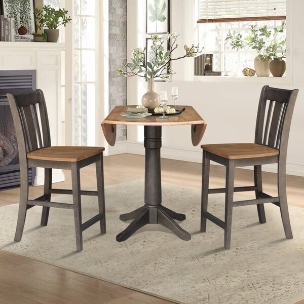 International Concepts Round 42 in W, 42 in L, 36.3 in H, Wood, Hickory/Washed Coal - K45-42DPT-27B-S102-2