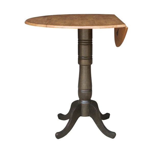 International Concepts Round Round 42 in. Dual Drop Leaf Bar Height Dining Table - Hickory/Washed Coal, 42 in W, 42 in L - K45-42DPT-6B-2