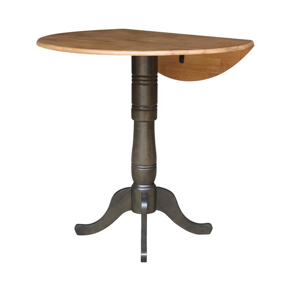 International Concepts Round Round 42 in. Dual Drop Leaf Bar Height Dining Table - Hickory/Washed Coal, 42 in W, 42 in L - K45-42DPT-6B-2