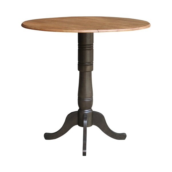 International Concepts Round Round 42 in. Dual Drop Leaf Bar Height Dining Table - Hickory/Washed Coal, 42 in W, 42 in L - K45-42DPT-6B-2
