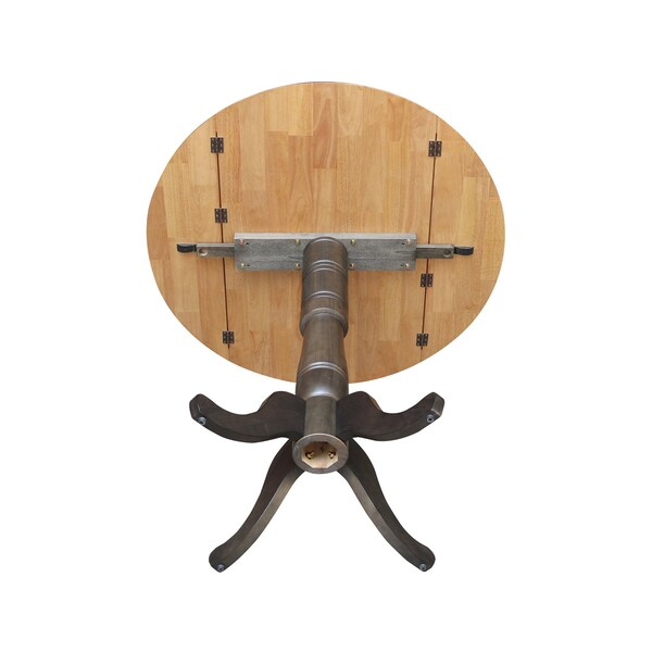 International Concepts Round Round 42 in. Dual Drop Leaf Bar Height Dining Table - Hickory/Washed Coal, 42 in W, 42 in L - K45-42DPT-6B-2