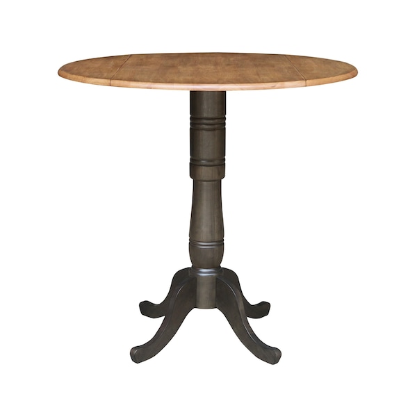 International Concepts Round Round 42 in. Dual Drop Leaf Bar Height Dining Table - Hickory/Washed Coal, 42 in W, 42 in L - K45-42DPT-6B-2