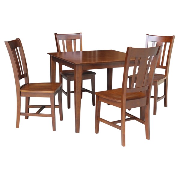 International Concepts 36 in. x 36 in. Dining Table with 4 San Remo SplatBack Chairs - 5 Piece Dining Set - K581-3636-C10-4
