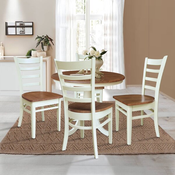 Whitewood Industries Rectangular Fixed Top Table W/ 4 Chairs, 36 in W, 29.1 in L, 36 in H, Parawood, Hickory/Shell, 5 - K79-36RT-C617-4