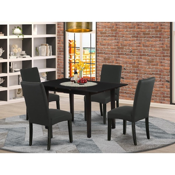 East West Furniture 5 Piece Norfolk Mid Century Dining Table Set - Black - NODR5-BLK-24