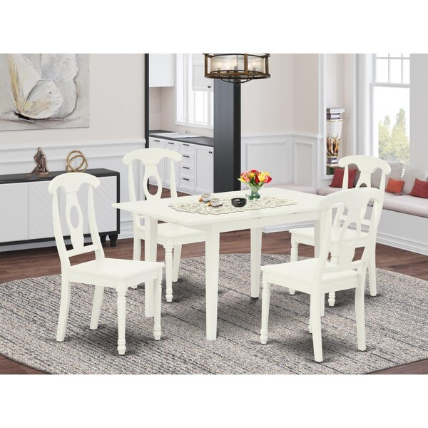 East West Furniture 5 Piece Norfolk Dinette Set - Linen White - NOKE5-LWH-W