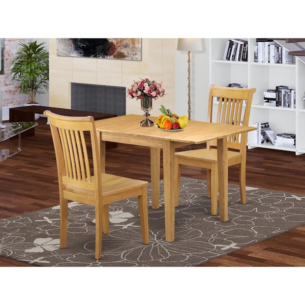 East West Furniture 3 Piece Norden Wood Dining Table Set - Oak - NDPO3-OAK-W