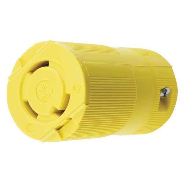 Hubbell 30A Locking Connector 2P 3W 125VAC L5-30R YL - HBL2613VY
