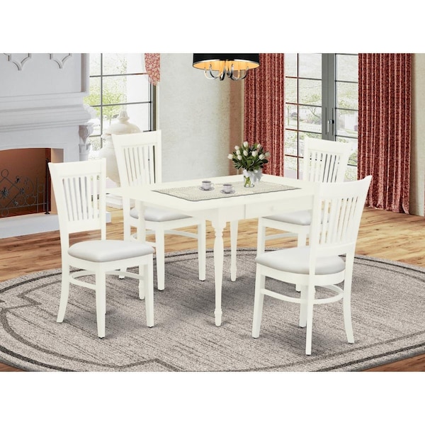 East West Furniture 5 Piece Monza Mid Century Dining Table Set - Linen White - MZVA5-LWH-C