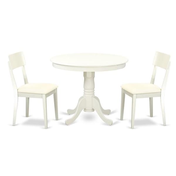 East West Furniture East West Furniture ANAD3-LWH-LC 3 Piece Kitchen Table Set; Linen White - ANAD3-LWH-LC