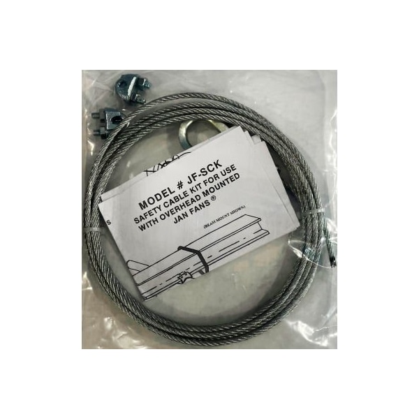 Hunter Fan Co. Jan Fan Jan Fan 12' Of 1/8in Dia. Safety Cable With Clamps, Silver - JF-SCK