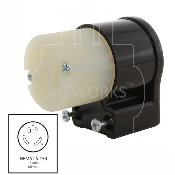 Ac Works NEMA L5-15R 15A 125V 3-Prong All Angle Locking Female With UL, C-UL Approval - ASEL515R
