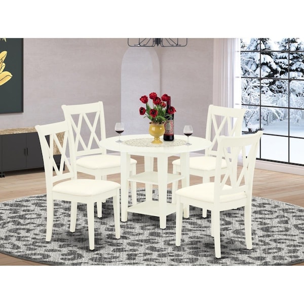 East West Furniture 5 Piece Sudbury Dining Set - Linen White - SUCL5-LWH-C